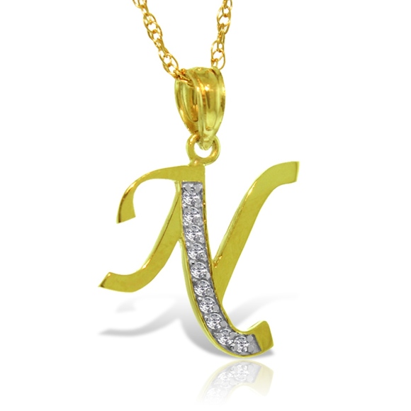 Galaxy Gold Products Jewelry - 14K GOLD NECKLACE DIAMONDS INITIAL "N" PEDANT